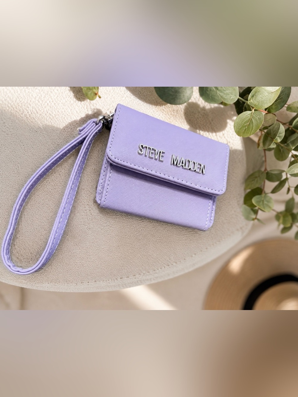 Steve Madden Lavender Wristlet Wallet ID Card Holder Snap Closure NWOT